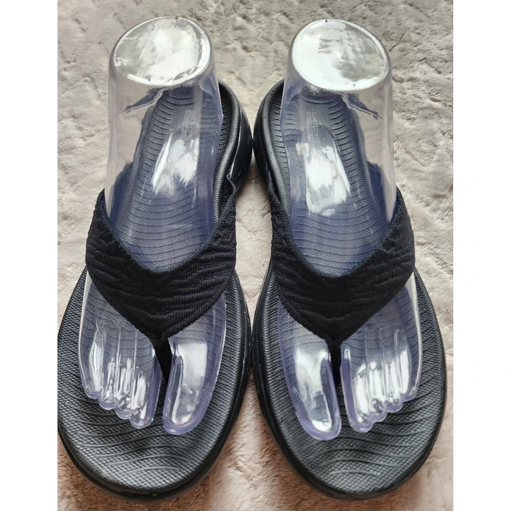 Skechers On-The-Go 600 Sunny Black Flip Flop Sandals Womens 10 140037
